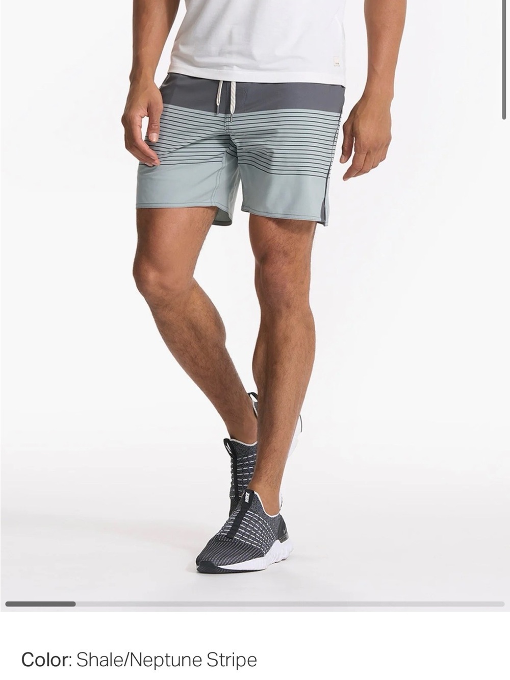 Men's Vuori Trail Short in Shale/Neptune Stripe - Size Small